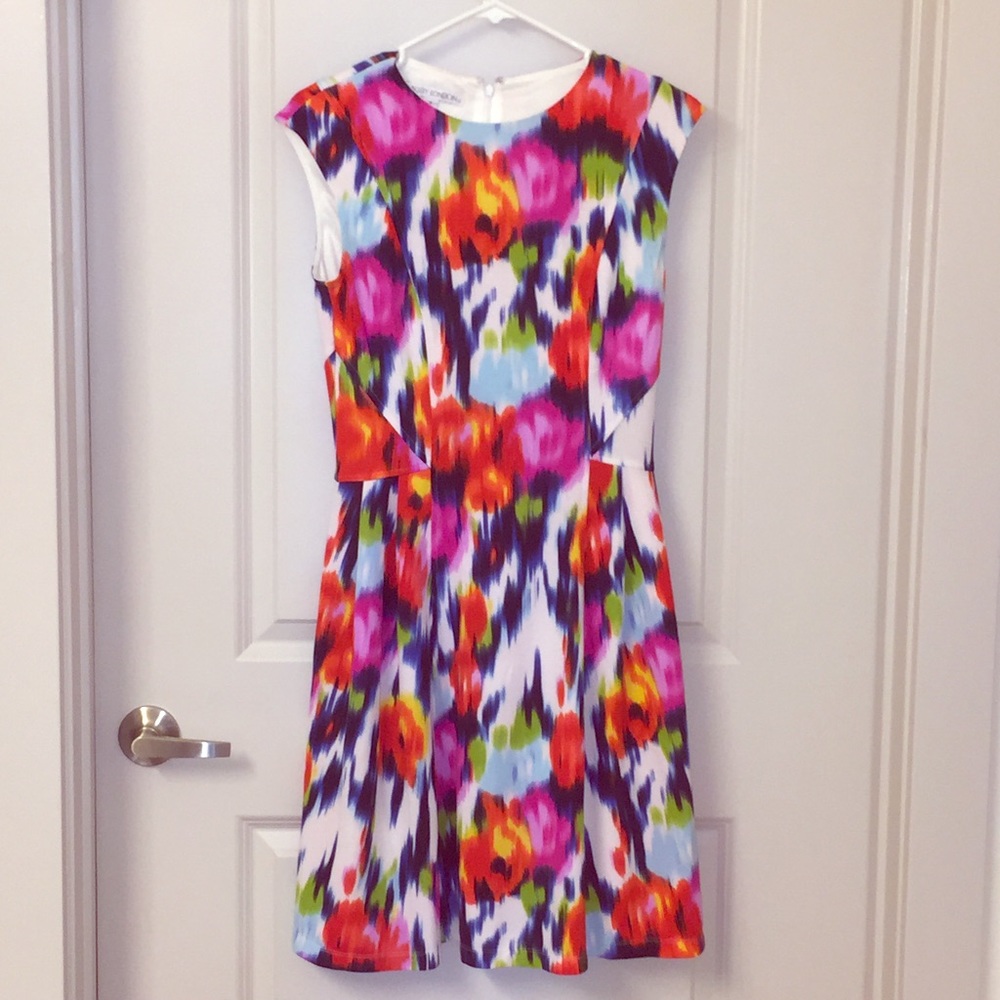 Maggy London fun floral watercolor pattern dress